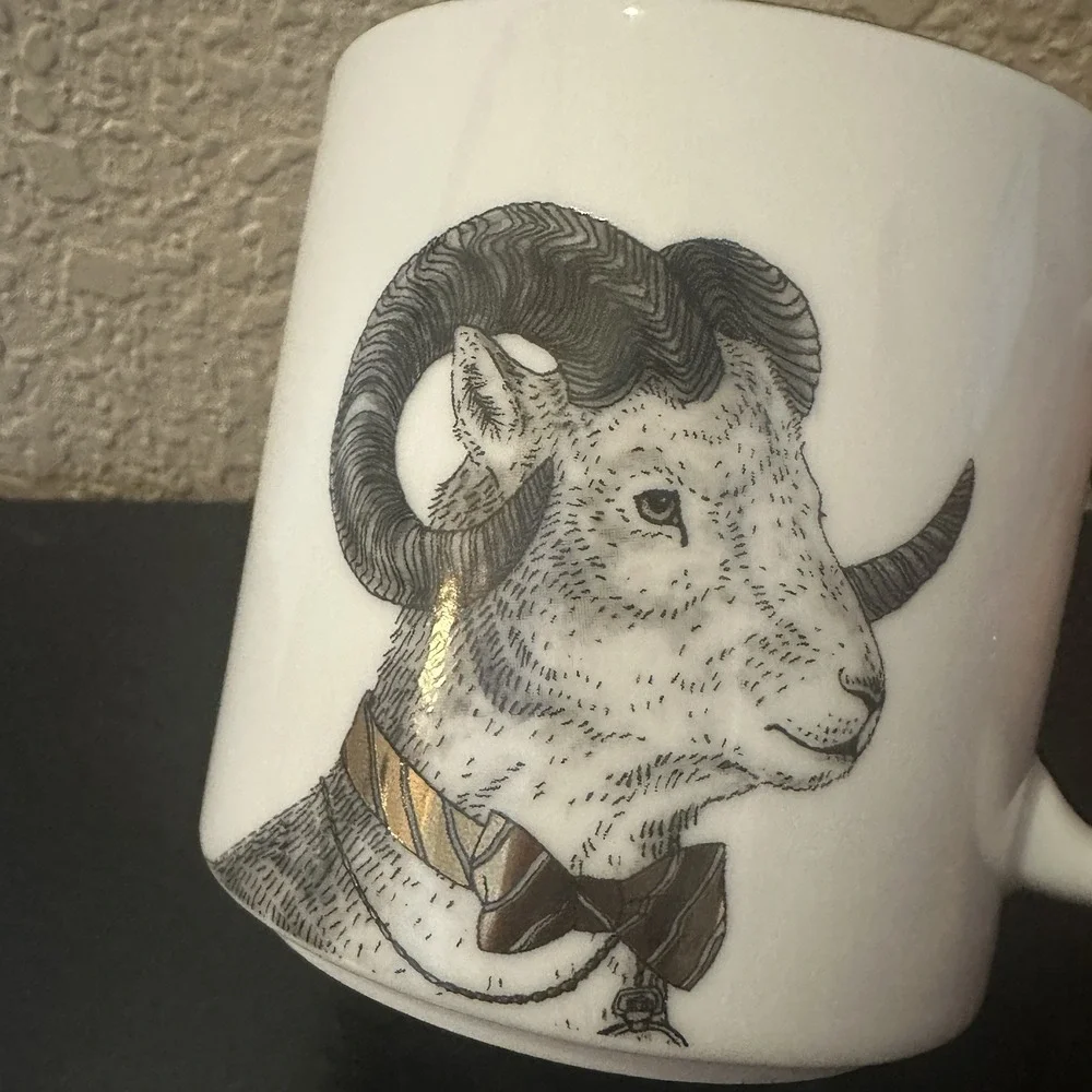 Rachel Kozlowski + West‎ Elm Gilded Dapper Animal Ram Mug Coffee Cup